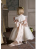 Ivory Satin Polka Dots Tulle Knee Length Flower Girl Dress 